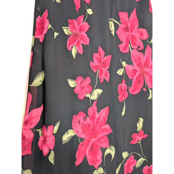 VTG 90s Y2K Floral Sheer Chiffon Whimsigoth Dark Fairy Grunge Boho Midi Skirt 14 - Picture 3 of 8